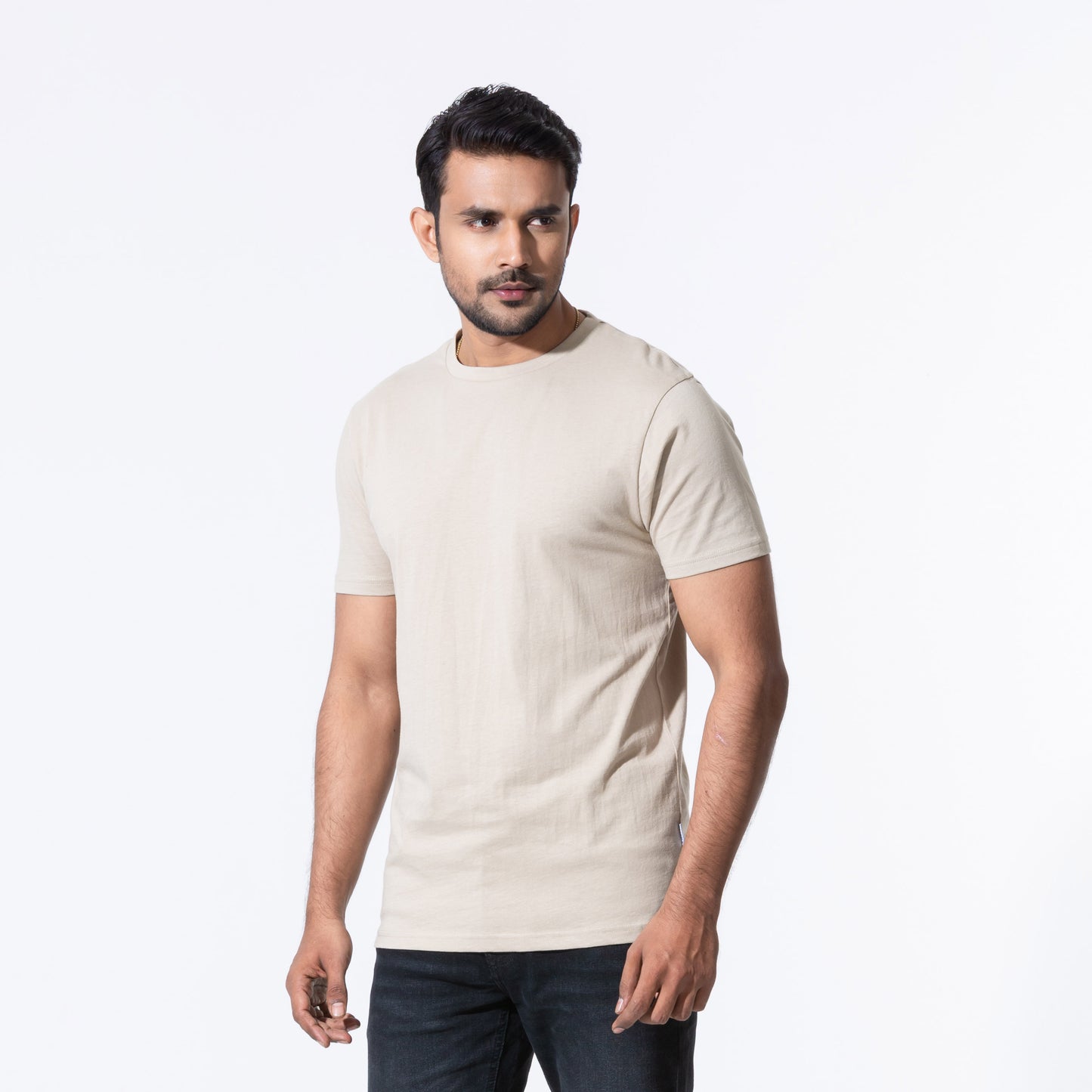 Mens Beige Basic T-Shirt