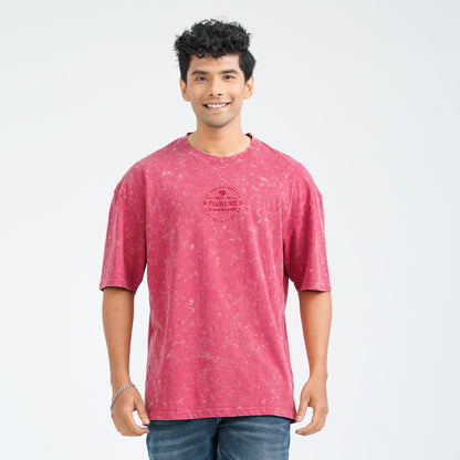 Men's Maroon Cotton  Oversized  T-Shirt