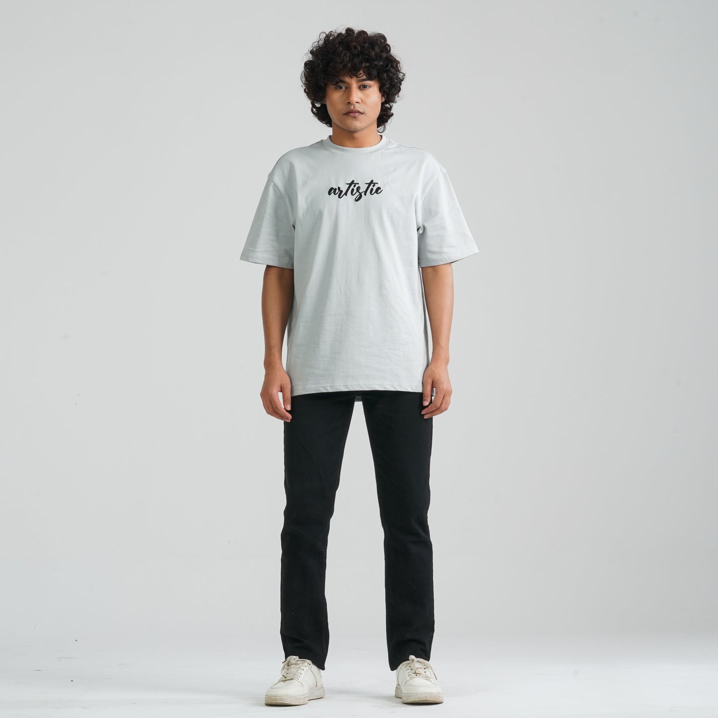 Men's Grey Cotton Oversized T-Shirt