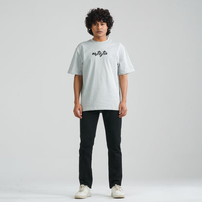 Men's Grey Cotton Oversized T-Shirt