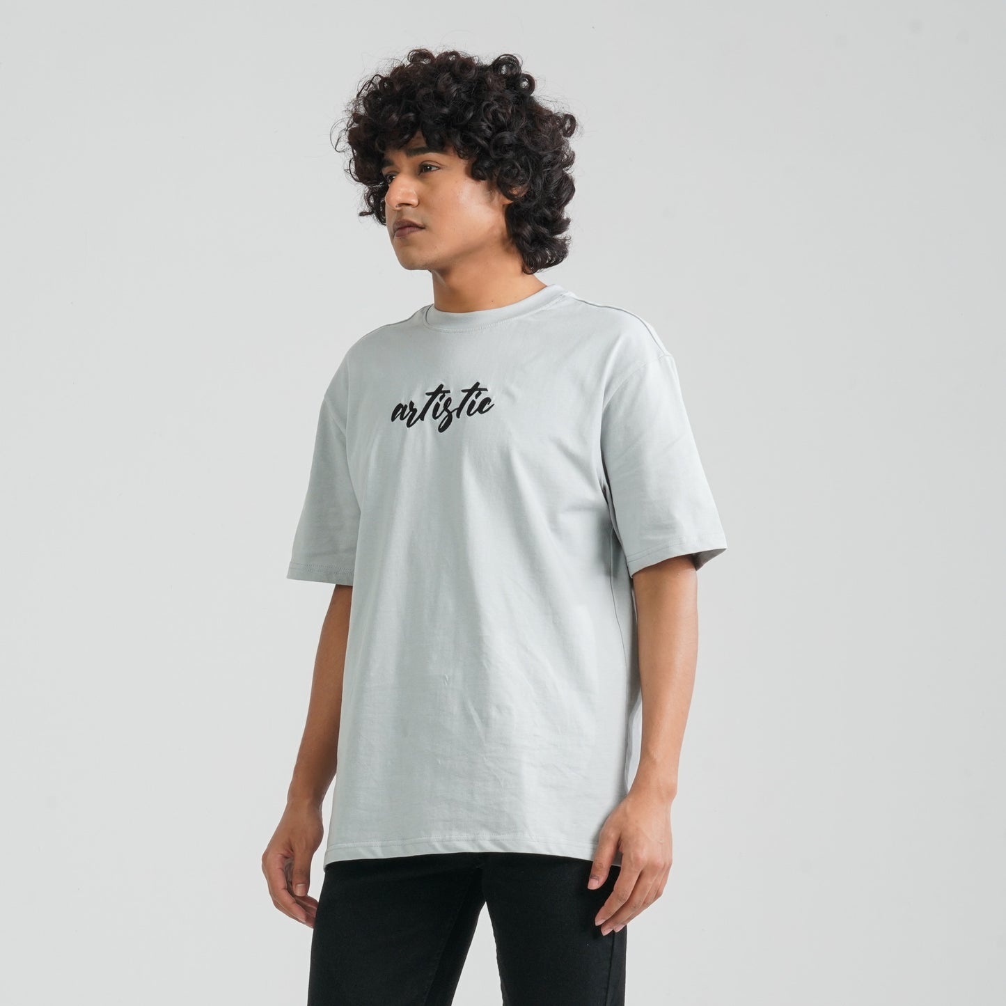 Men's Grey Cotton Oversized T-Shirt