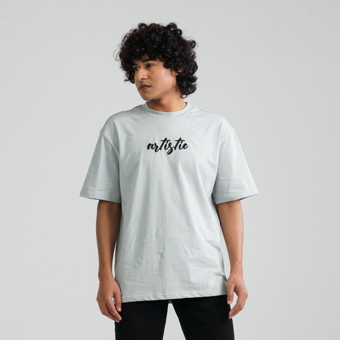 Men's Grey Cotton Oversized T-Shirt