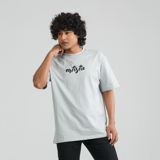 Men's Grey Cotton Oversized T-Shirt