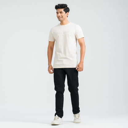 Men's Beige Cotton T-Shirt