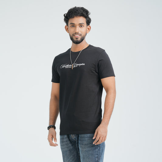 Men's Black Cotton T-Shirt