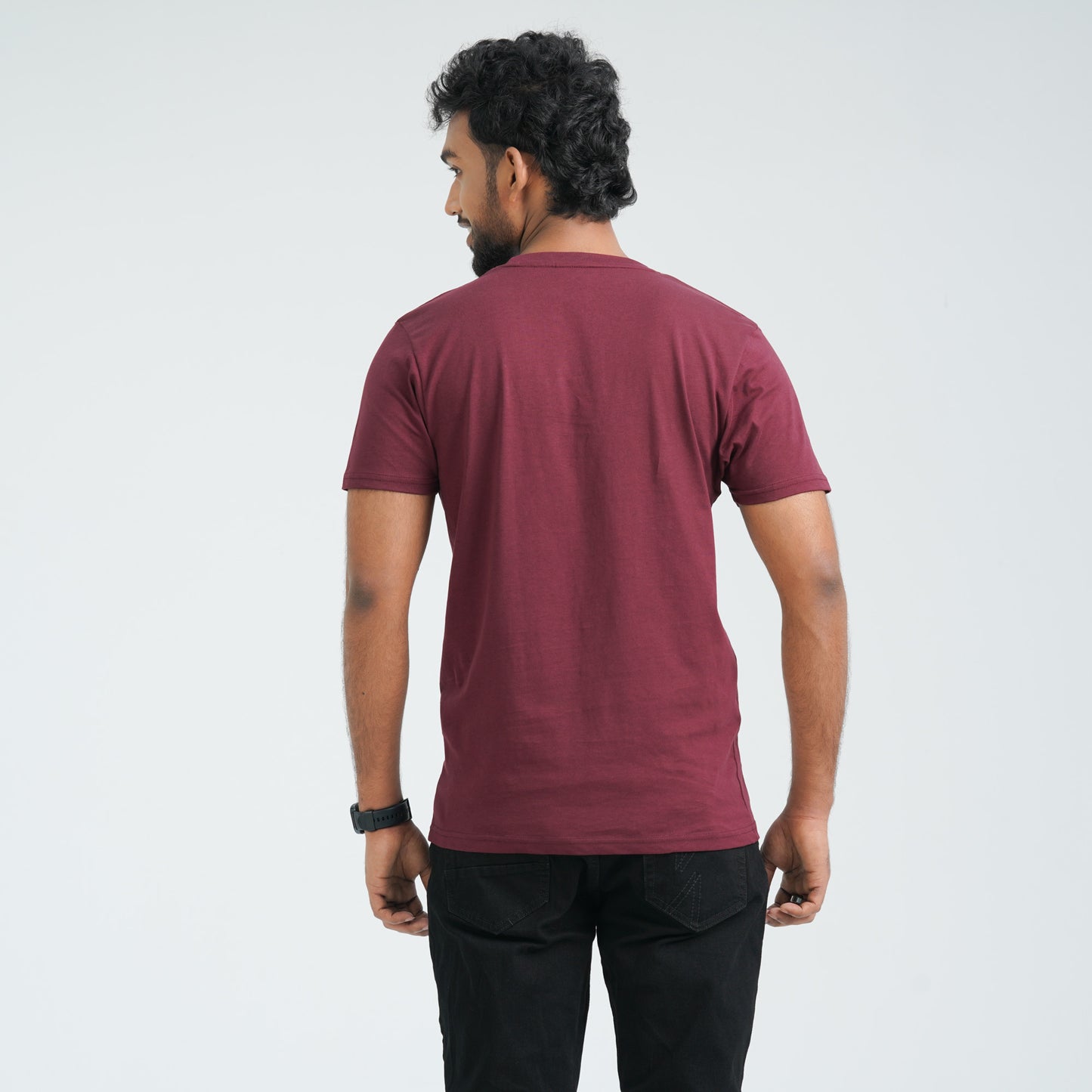 Men's Maroon Cotton T-Shirt