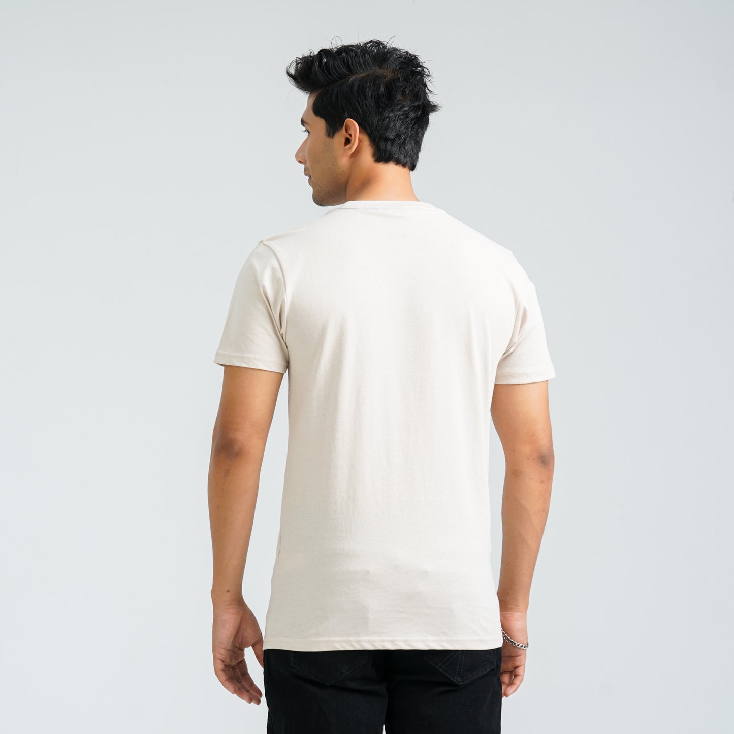 Men's Beige Cotton T-Shirt