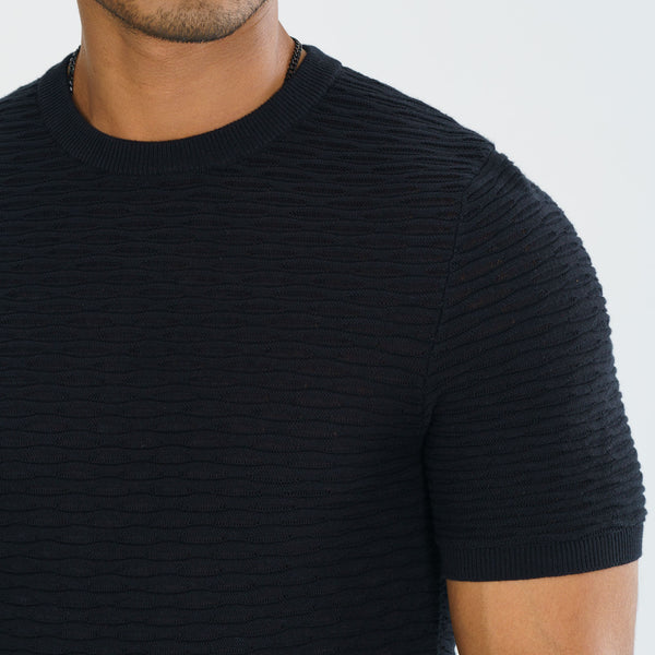 Men’s Black Textured Sweater T-Shirt