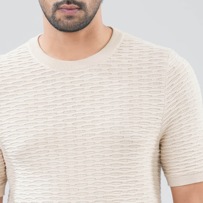 Men's Light Beige Sweater T-Shirt