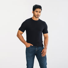 Load image into Gallery viewer, Men’s Black Textured Sweater T-Shirt
