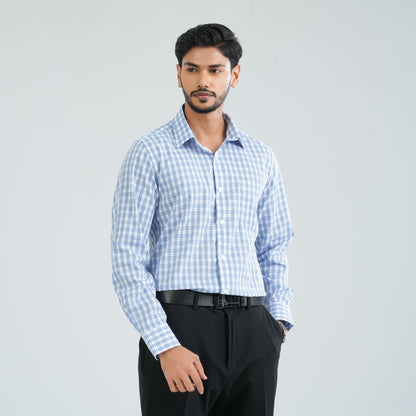 Men's White Check Cotton Shirt