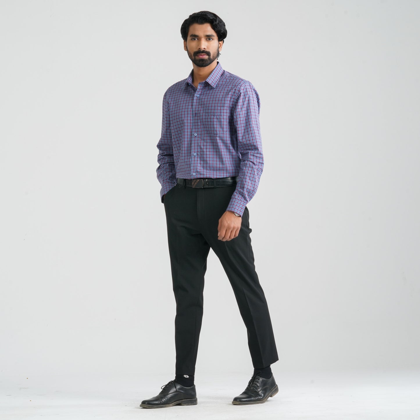 Men's Blue Check Cotton Shirt