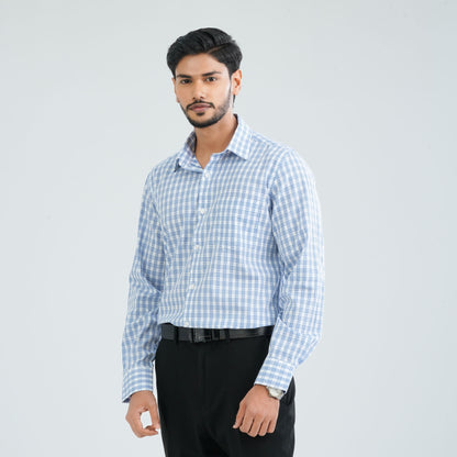 Men's White Check Cotton Shirt