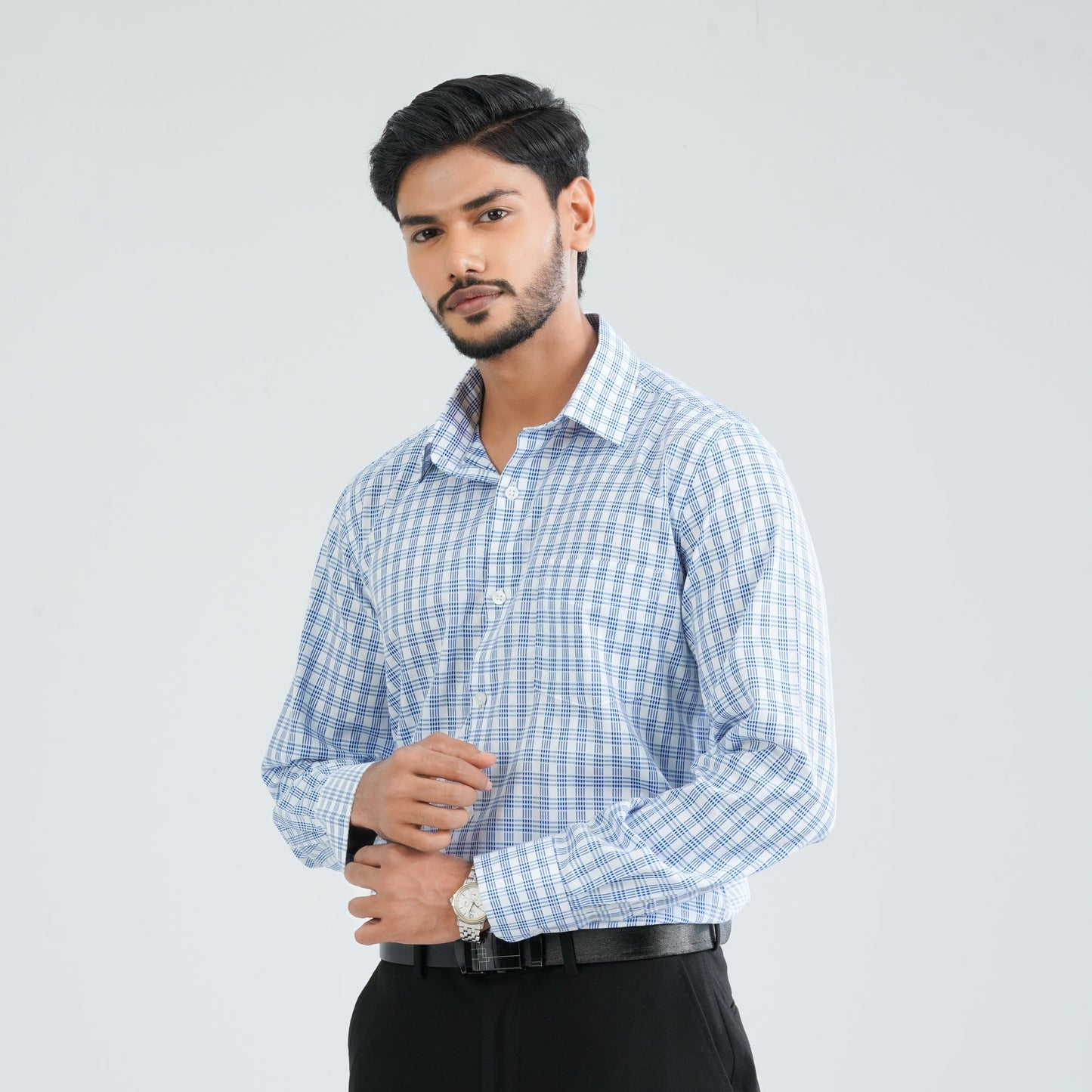 Men's White Check Cotton Shirt