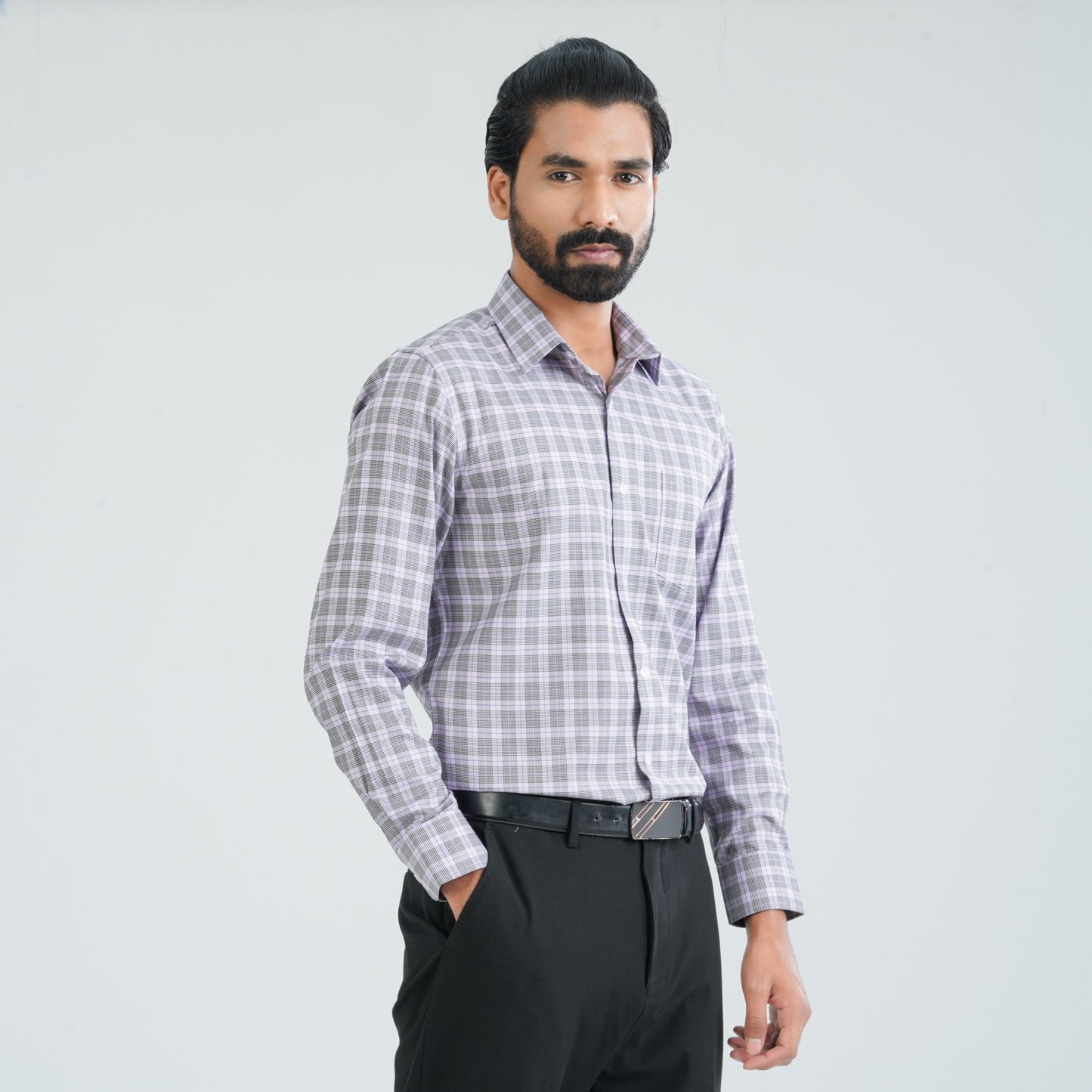 Men's Levender Check Cotton Shirt