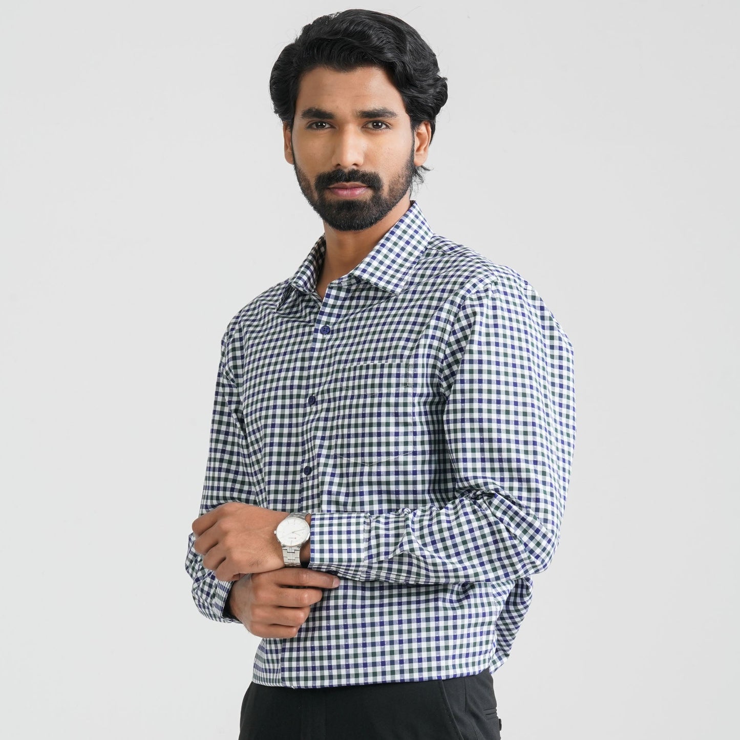 Men's Green Check Cotton Shirt