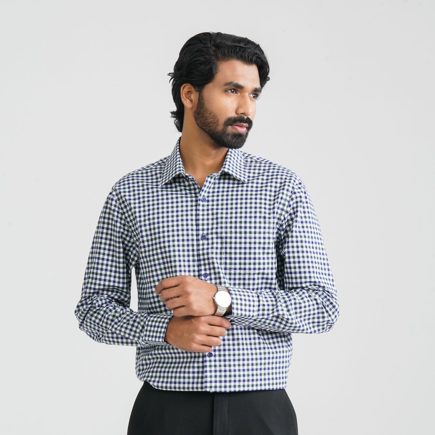 Men's Green Check Cotton Shirt