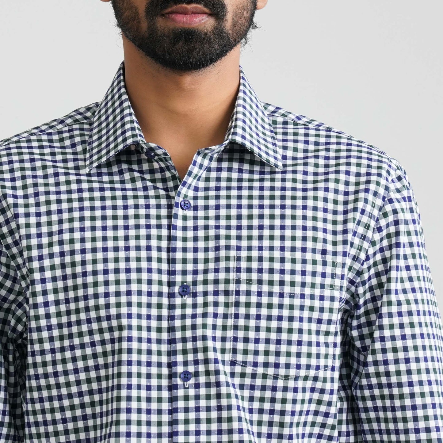 Men's Green Check Cotton Shirt