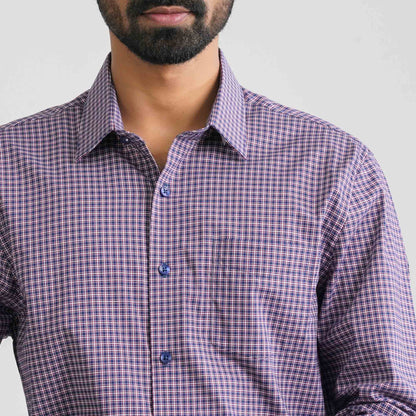 Men's Maroon Check Cotton Shirt