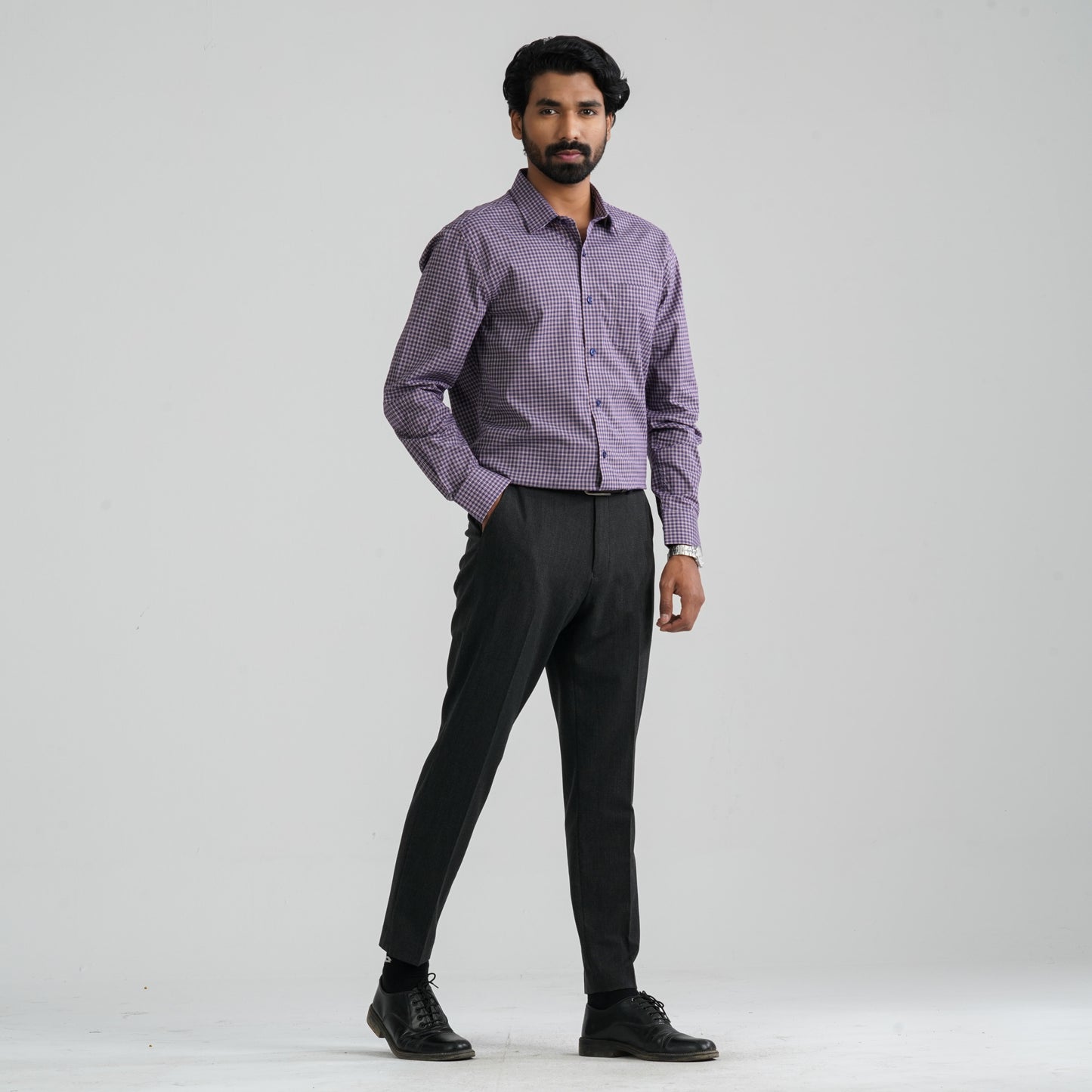 Men's Maroon Check Cotton Shirt