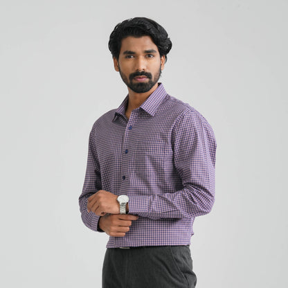 Men's Maroon Check Cotton Shirt