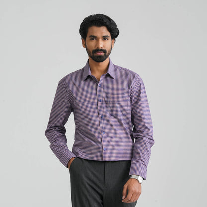 Men's Maroon Check Cotton Shirt