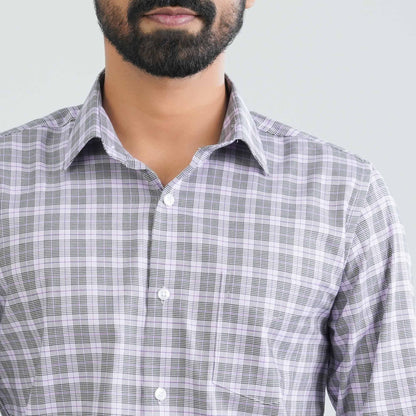 Men's Levender Check Cotton Shirt