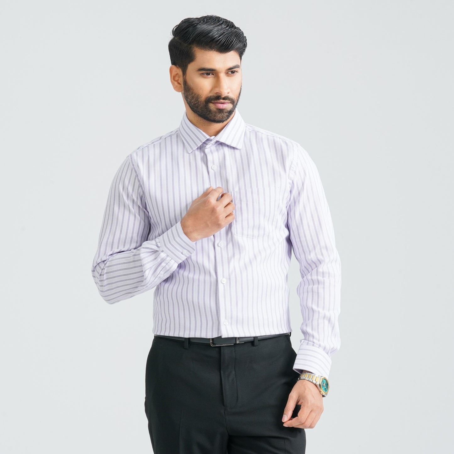 Men's White Stripe Cotton Shirt