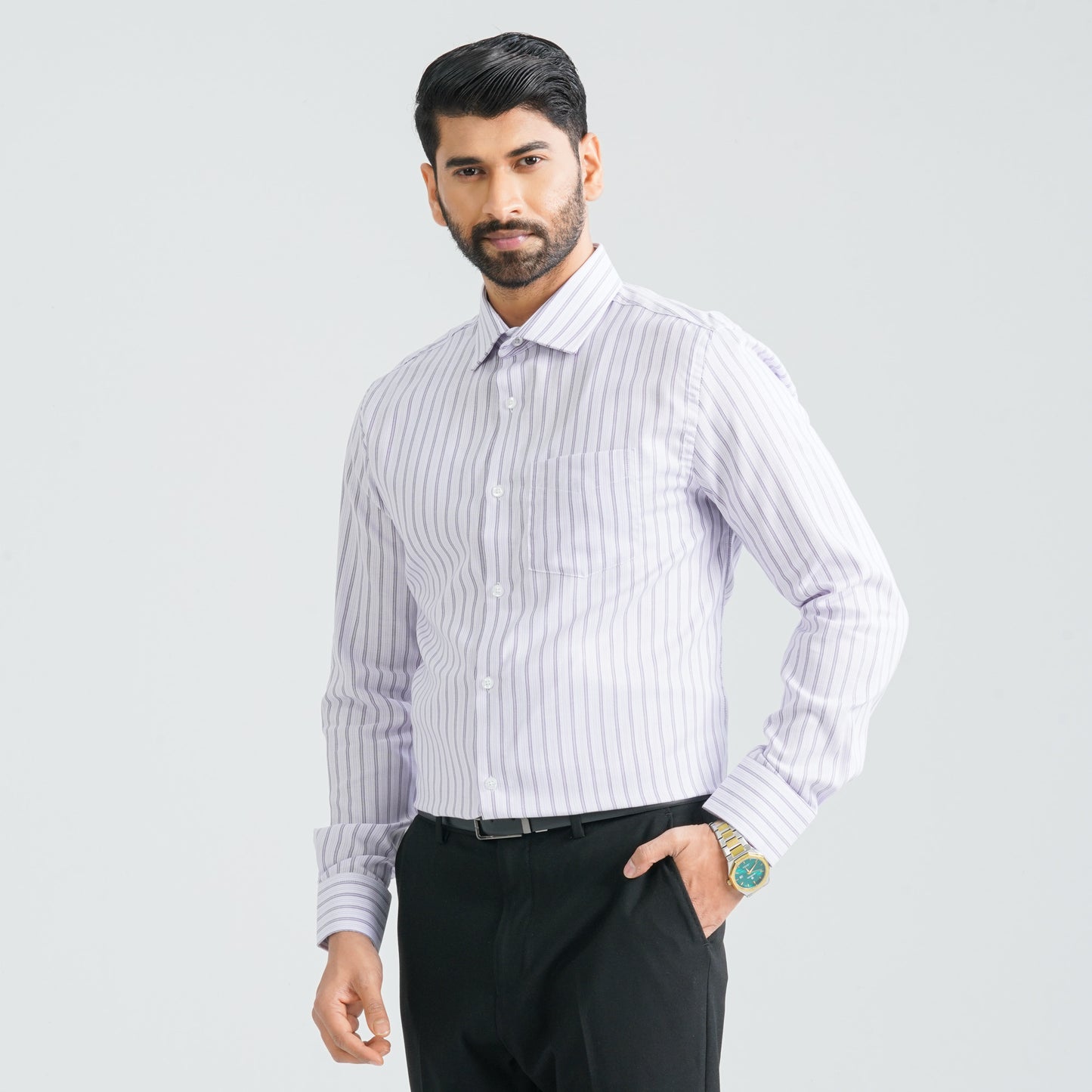 Men's White Stripe Cotton Shirt