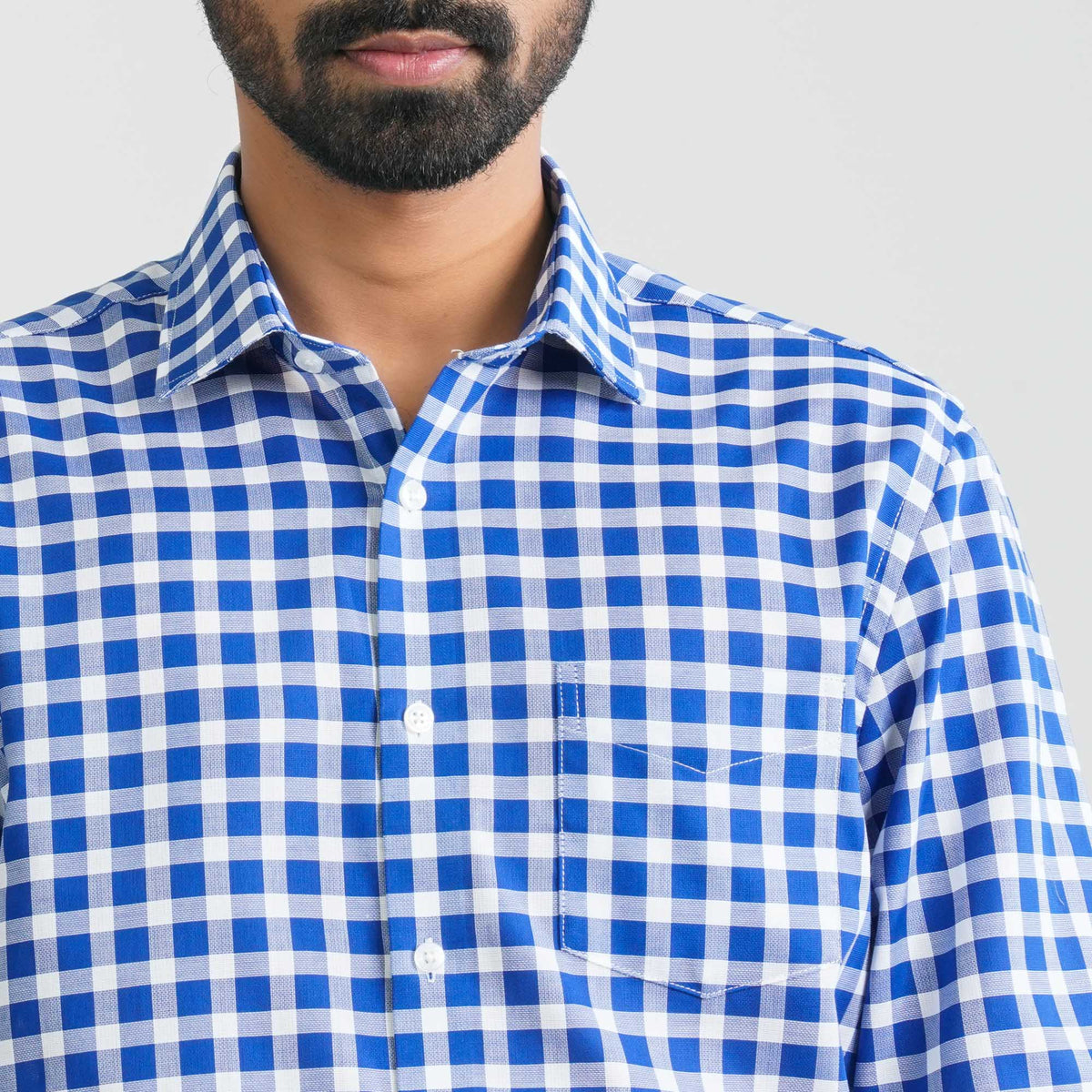 Mens  Blue Check Formal Shirt
