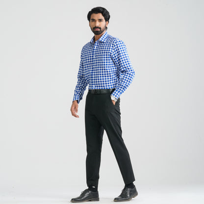 Mens  Blue Check Formal Shirt
