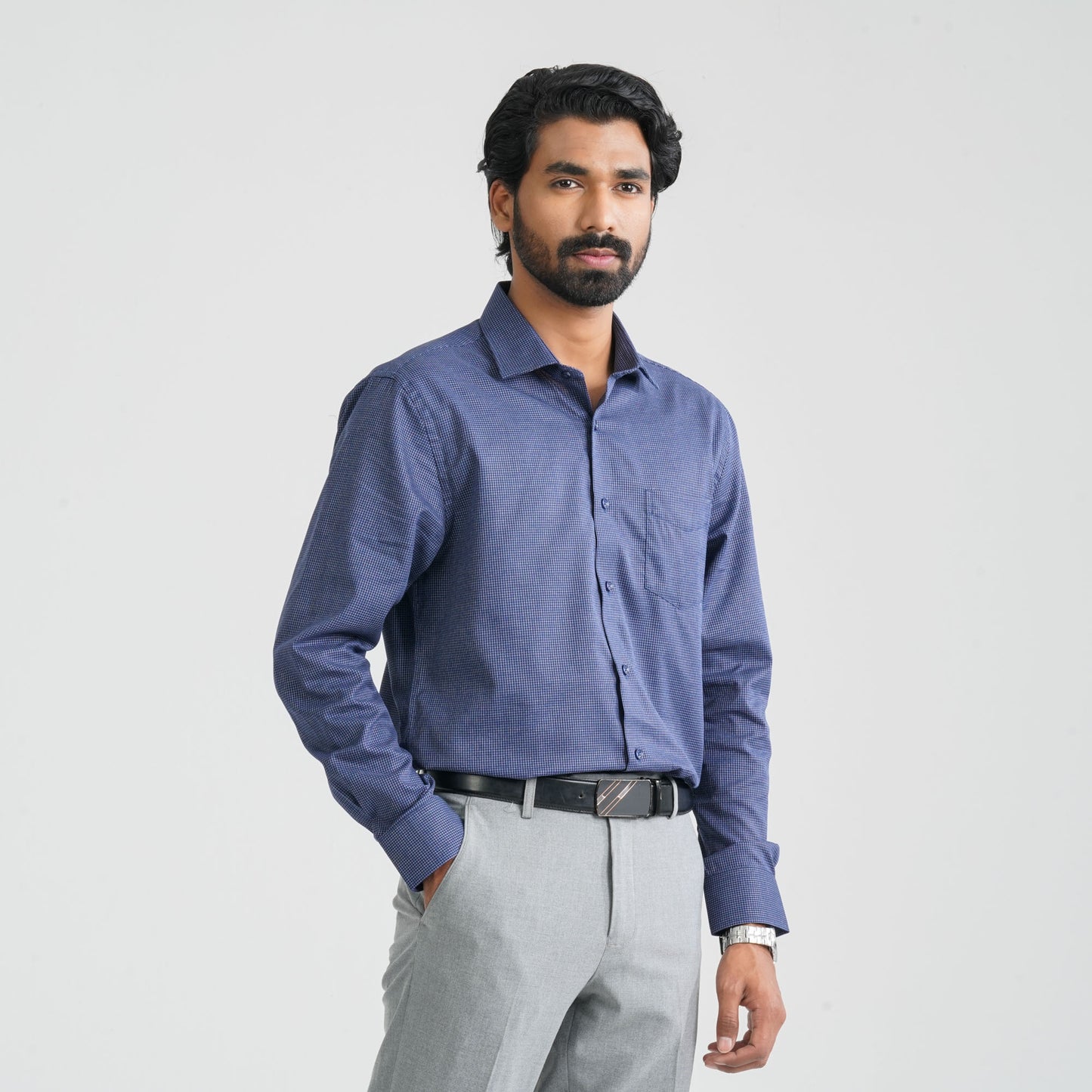 Men’s Blue Check Formal Shirt