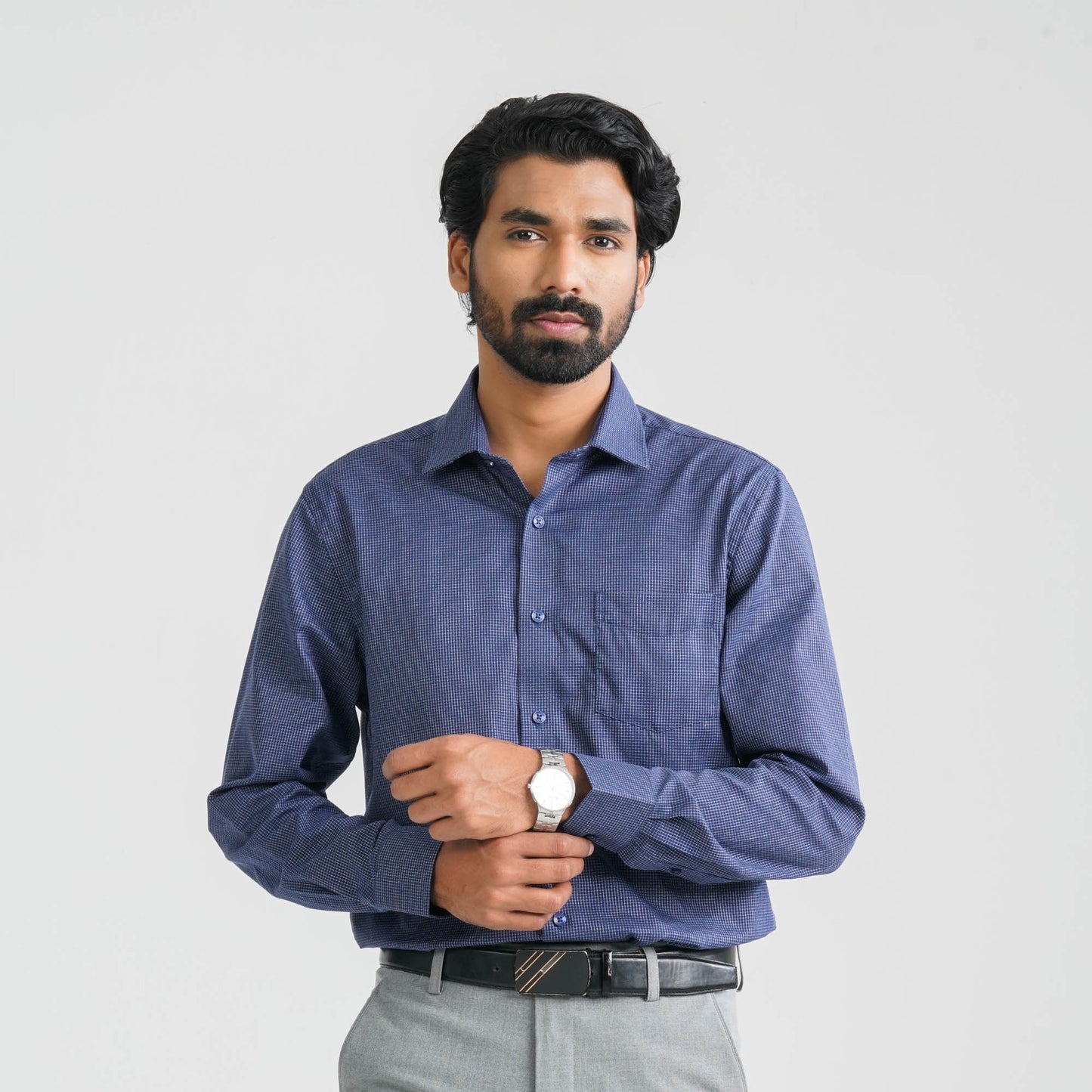 Men’s Blue Check Formal Shirt