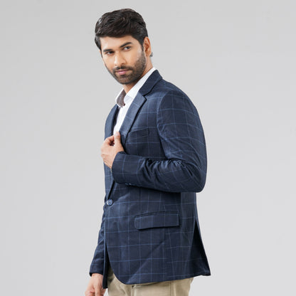 Mens Navy Check Blazer