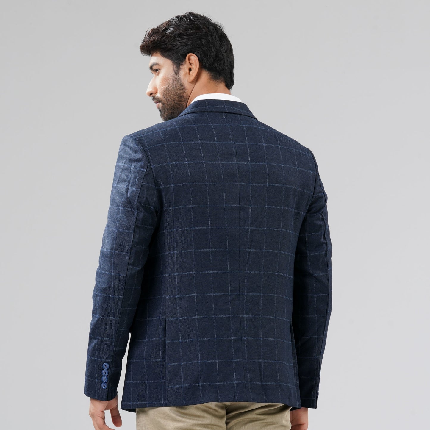 Mens Navy Check Blazer