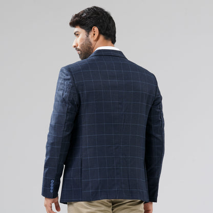 Mens Navy Check Blazer