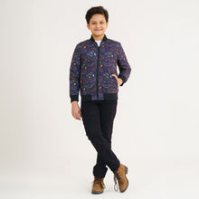 Load image into Gallery viewer, Boys Black Printed Bomber Jacket
