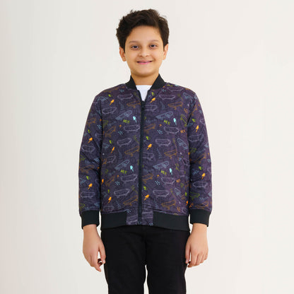 Boys Black Reversible Bomber Jacket