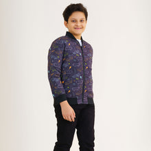 Load image into Gallery viewer, Boys Black Printed Bomber Jacket
