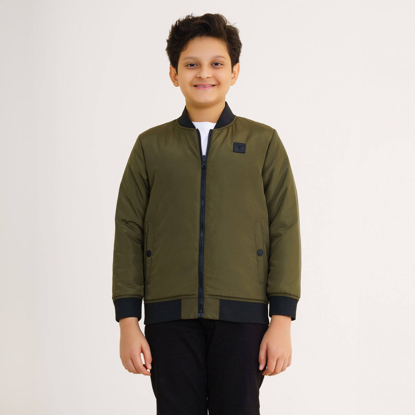 Boys Olive Reversible Bomber Jacket
