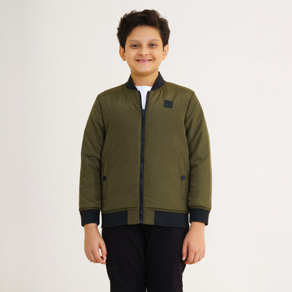 Boys Olive Reversible Bomber Jacket
