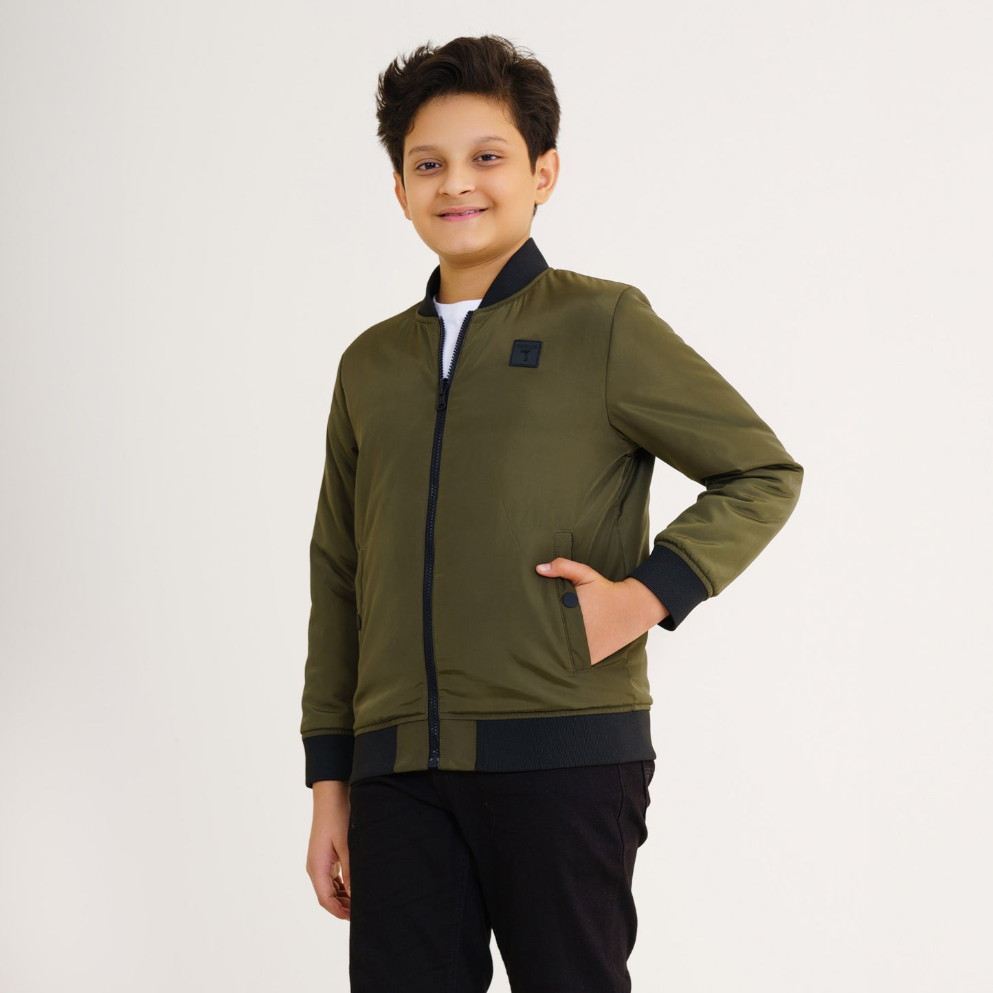 Boys Olive Reversible Bomber Jacket