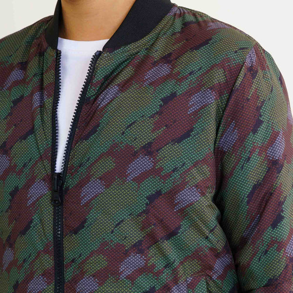 Boys Olive Printed Bomber Jacket