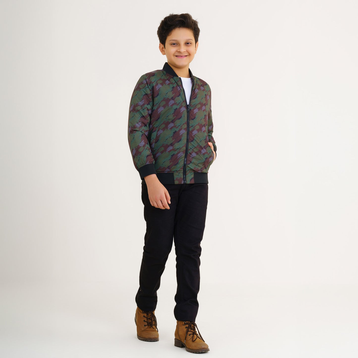Boys Olive Reversible Bomber Jacket