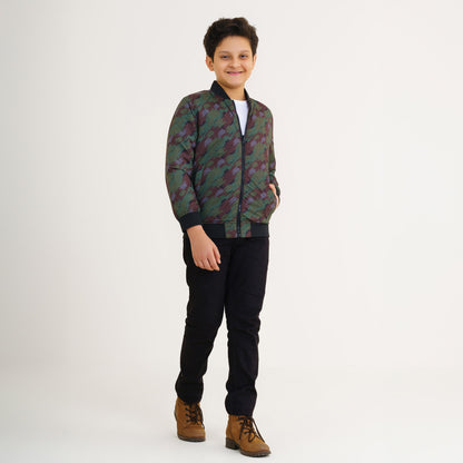 Boys Olive Reversible Bomber Jacket