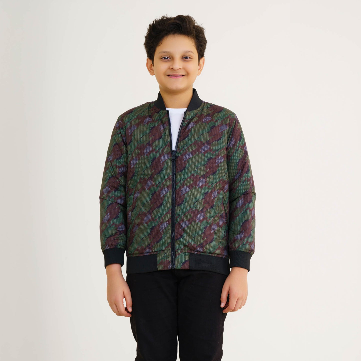 Boys Olive Reversible Bomber Jacket