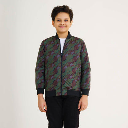 Boys Olive Reversible Bomber Jacket