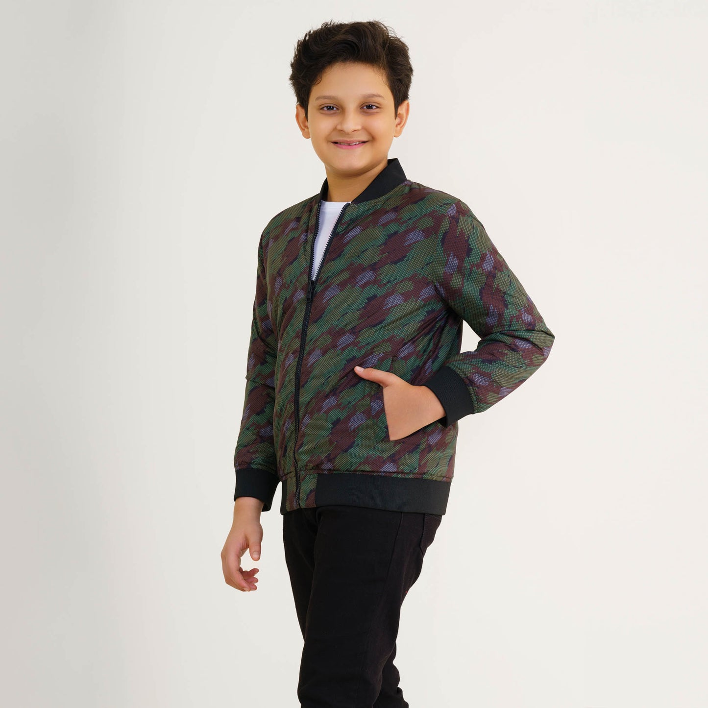 Boys Olive Reversible Bomber Jacket