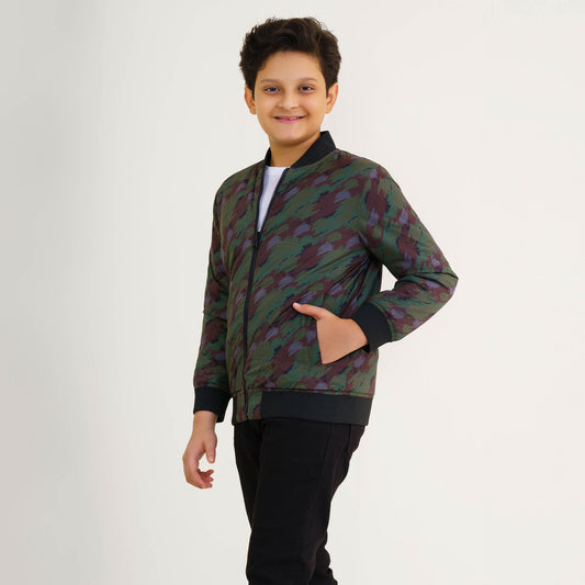 Boys Olive Reversible Bomber Jacket