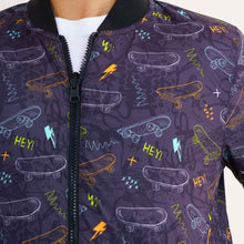 Load image into Gallery viewer, Boys Black Printed Bomber Jacket
